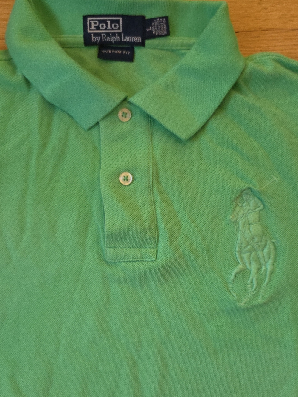 Polo Ralph Lauren Men Custom Fit Pique Mesh Polo Shirt Kelly Green Large L